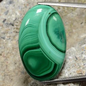 Malaquita verde natural 34,94ct, corte oval, opaco