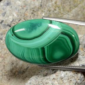Malaquita verde natural 34,94ct, corte oval, opaco