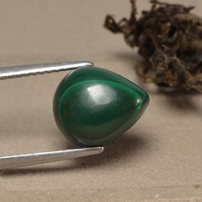 Malaquita verde natural 5,60ct, formato de pêra, opaco