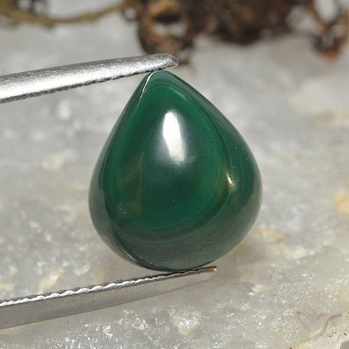 8.54ct Natural Verde Malaquita, Formato de pêra, Opaco
