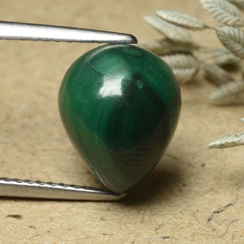 6.60ct Natural Verde Malaquita, Formato de pêra, Opaco