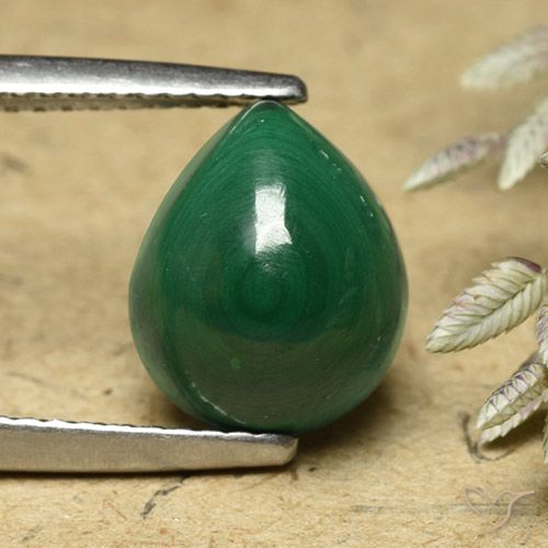 5.86ct Natural Verde Malaquita, Formato de pêra, Opaco