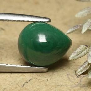 Malaquita Verde Natural 5.86ct, Formato de pêra, Opaco