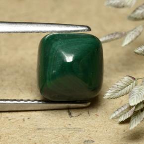 Malaquita verde natural 6,32ct, almofada cortada, opaco