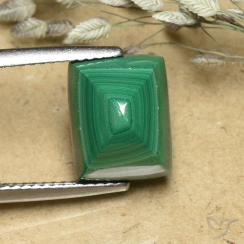 8.18ct Natural verde quente Malaquita, baguete, Opaco