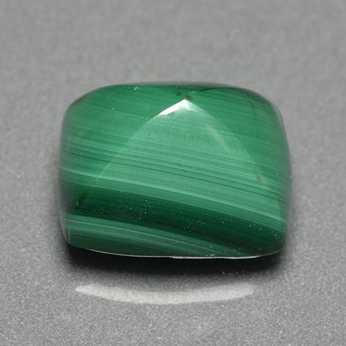 Malaquita verde natural 7,49ct, almofada cortada, opaco