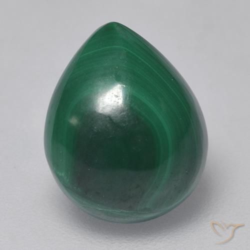 3.91ct Natural Verde Malaquita, Formato de pêra, Opaco