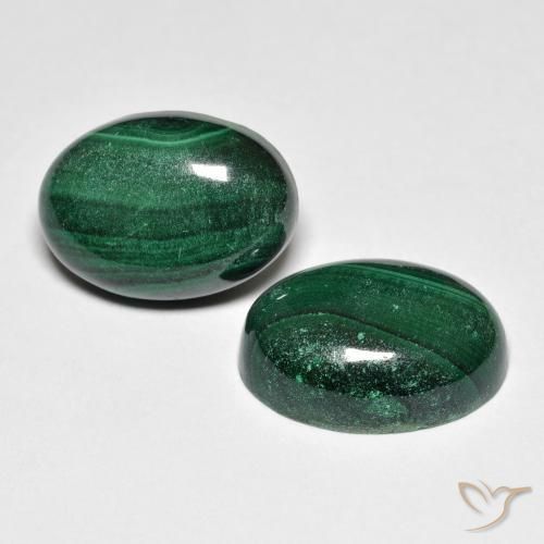 Pedras preciosas de Malaquita Verde escuro natural de 15.96 ct, oval, Opaco