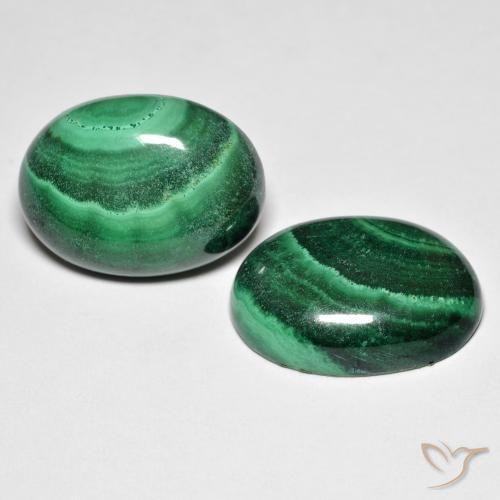 Pedras preciosas de malaquita verde natural de 28,50 ct, corte oval, opaco