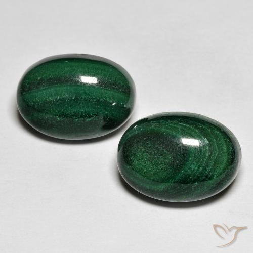 Pedras preciosas de malaquita verde natural de 17,59 ct, corte oval, opaco