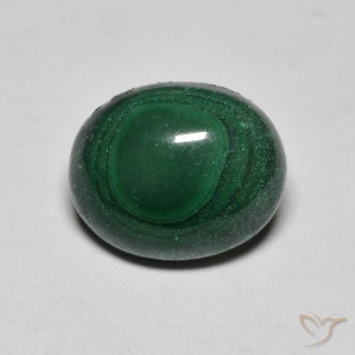 Malaquita verde natural 6,43ct, corte oval, opaco