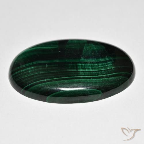 Malaquita verde escuro Natural 37.71ct, oval, Opaco