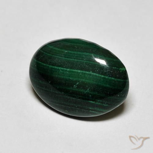 Malaquita Verde escuro Natural 4.96ct, oval, Opaco