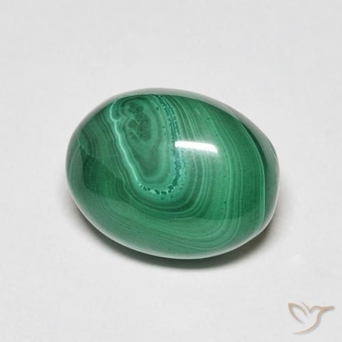 Malaquita Verde médio Natural 6.41ct, oval, Opaco