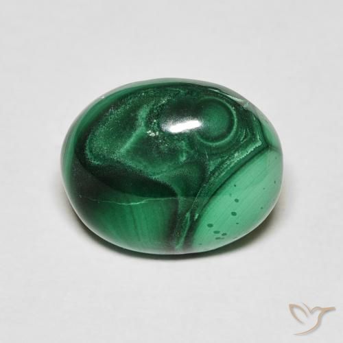 Malaquita verde natural 6,65ct, corte oval, opaco