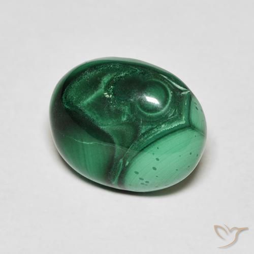 Malaquita verde natural 6,65ct, corte oval, opaco