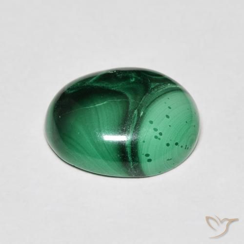 Malaquita verde natural 6,65ct, corte oval, opaco