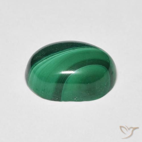 Malaquita Verde escuro Natural 4.40ct, oval, Opaco