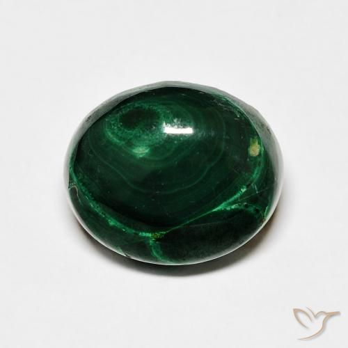 Malaquita Verde escuro Natural 6.97ct, Corte Oval, Opaco