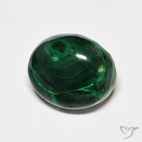 Malaquita Verde escuro Natural 6.97ct, Corte Oval, Opaco