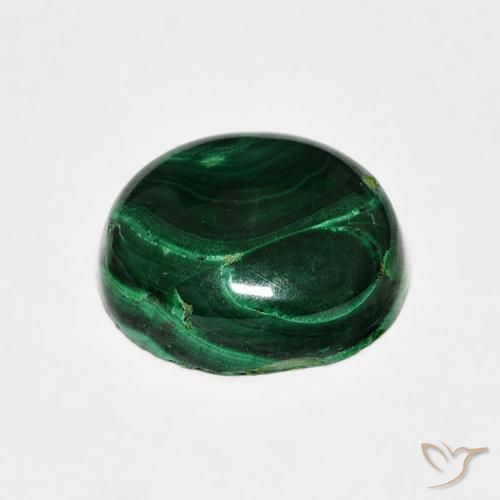 Malaquita Verde escuro Natural 6.97ct, Corte Oval, Opaco
