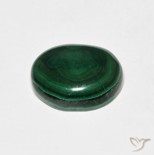 Malaquita verde pinho Natural 6.18ct, oval, Opaco