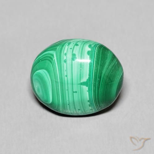 Malaquita verde natural 5,90ct, corte oval, opaco