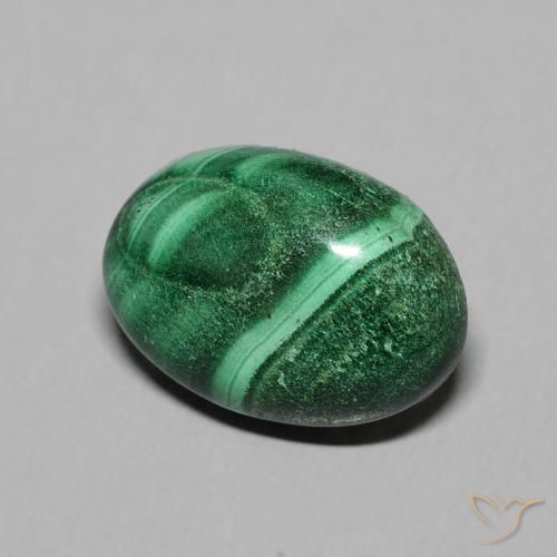 Malaquita Verde médio Natural 6.88ct, oval, Opaco