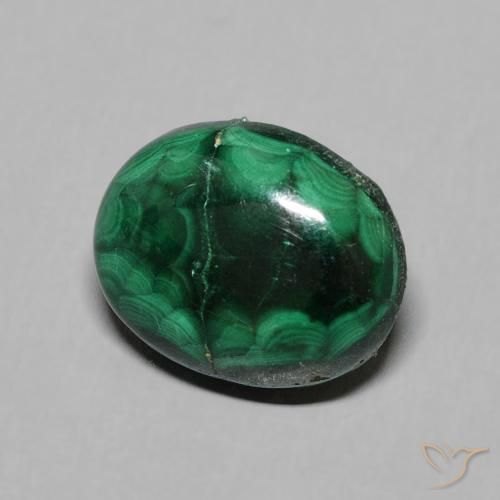 Malaquita Verde médio Natural 4.46ct, oval, Opaco