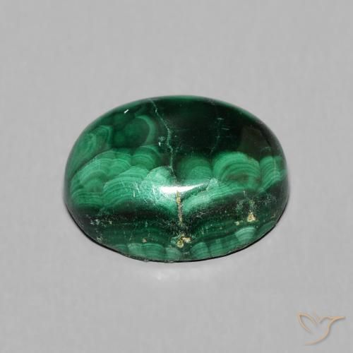 Malaquita Verde médio Natural 4.46ct, oval, Opaco