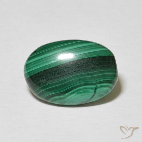 Malaquita oval solta de 3,85 ct, 12,3 x 8,6 mm do Congo, Photo A