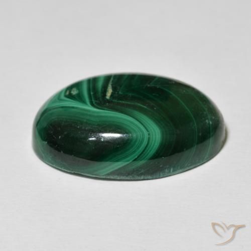 Malaquita Verde escuro Natural 33.15ct, oval, Opaco