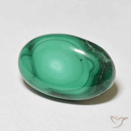 Malaquita Verde médio Natural 24.61ct, oval, Opaco