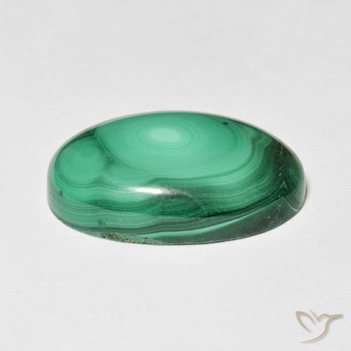 Malaquita Verde médio Natural 24.61ct, oval, Opaco