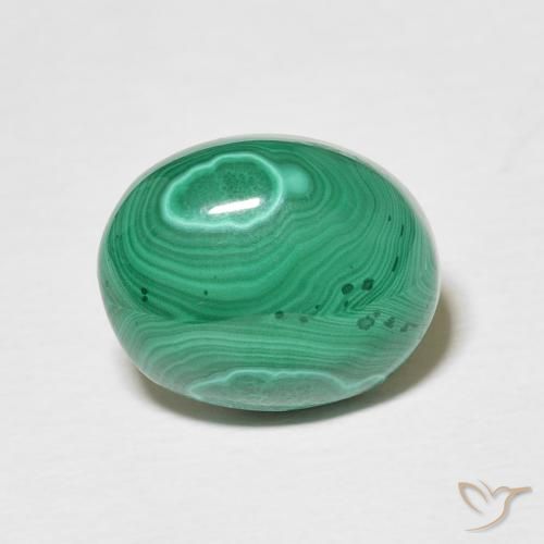 Malaquita verde natural 4,33ct, corte oval, opaco