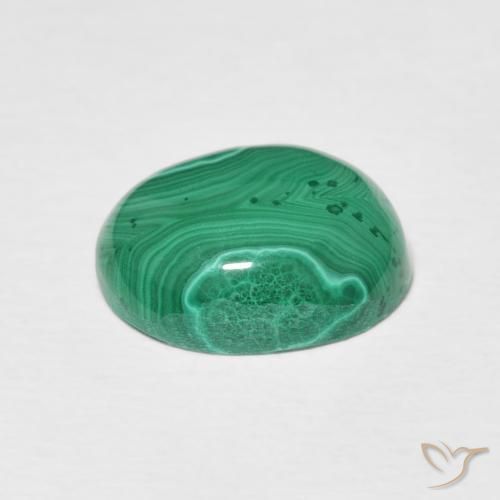 Malaquita verde natural 4,33ct, corte oval, opaco