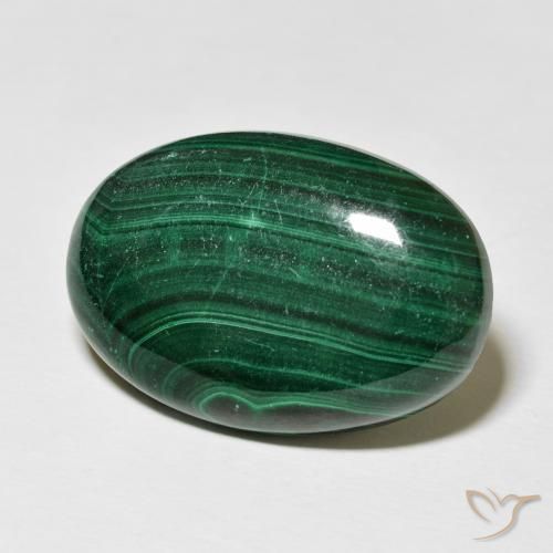 Malaquita Verde médio Natural 35.65ct, oval, Opaco