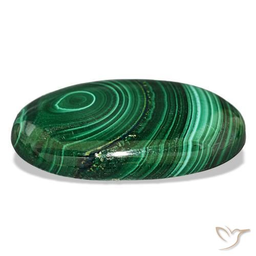 Malaquita verde natural 30,82ct, corte oval, opaco