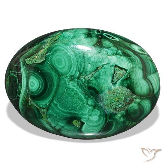 Malaquita verde natural 43,00ct, corte oval, opaco