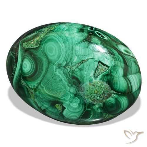 Malaquita verde natural 43,00ct, corte oval, opaco
