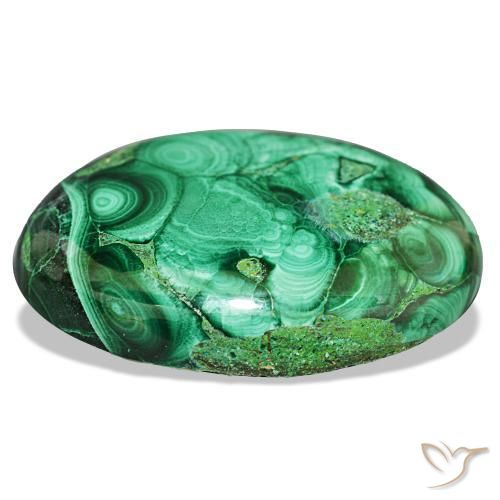 Malaquita verde natural 43,00ct, corte oval, opaco