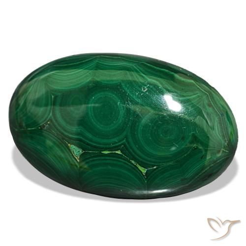 Malaquita verde natural 40,20ct, corte oval, opaco
