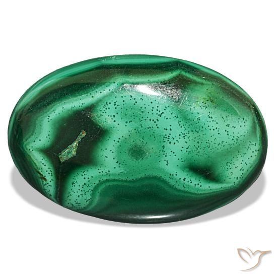 Malaquita verde natural 27,87ct, corte oval, opaco