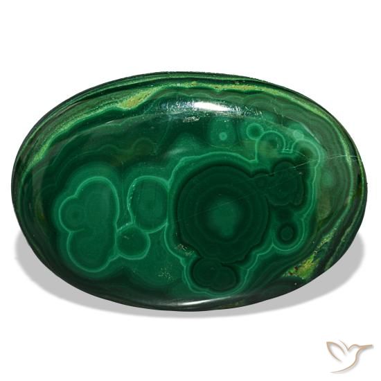 Malaquita verde natural 39,63ct, corte oval, opaco