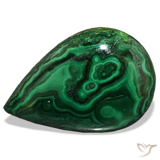 Malaquita verde natural 17,31ct, formato de pêra, opaco