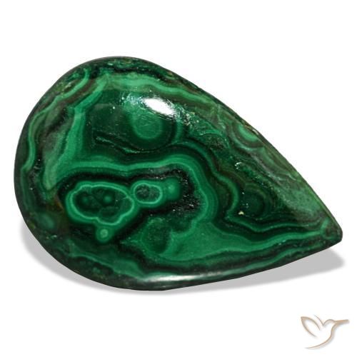 Malaquita verde natural 17,31ct, formato de pêra, opaco
