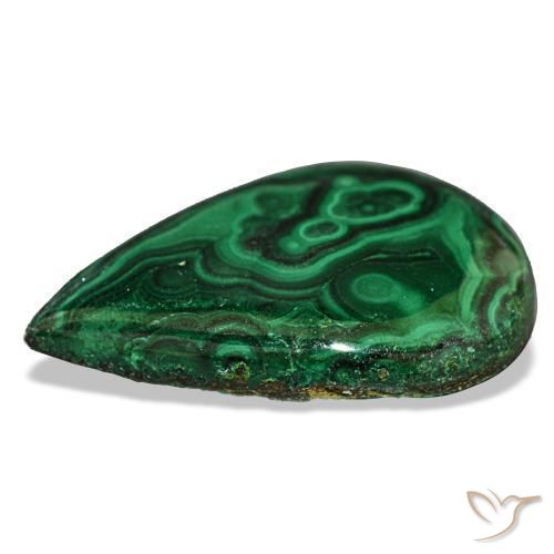 Malaquita verde natural 17,31ct, formato de pêra, opaco