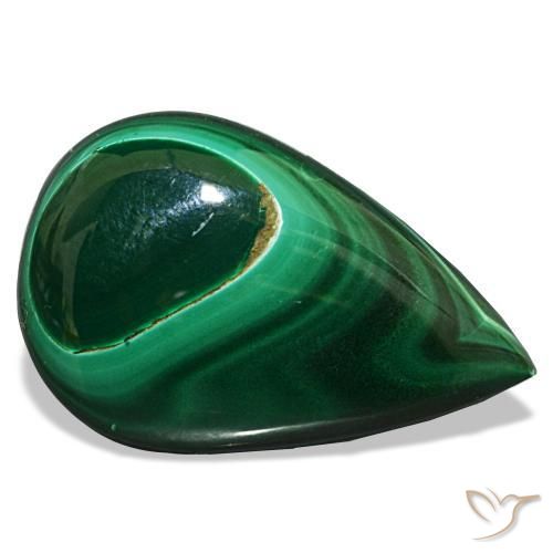 Malaquita verde natural 24,28ct, formato de pêra, opaco