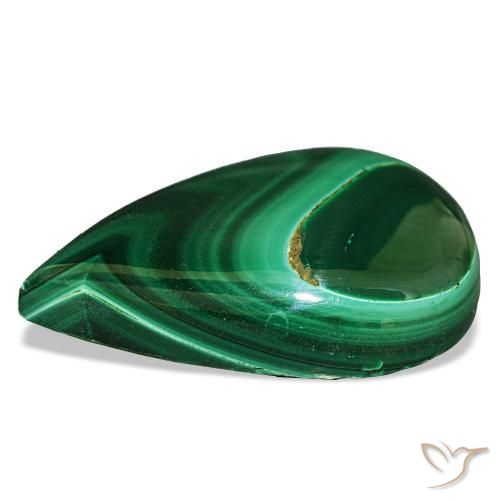 Malaquita verde natural 24,28ct, formato de pêra, opaco