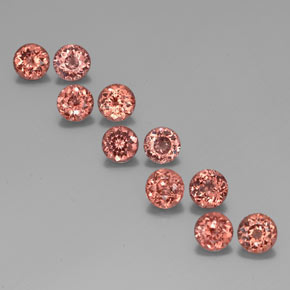 Pedras preciosas de granada malaia laranja natural de 6,08 ct, corte redondo, VS
